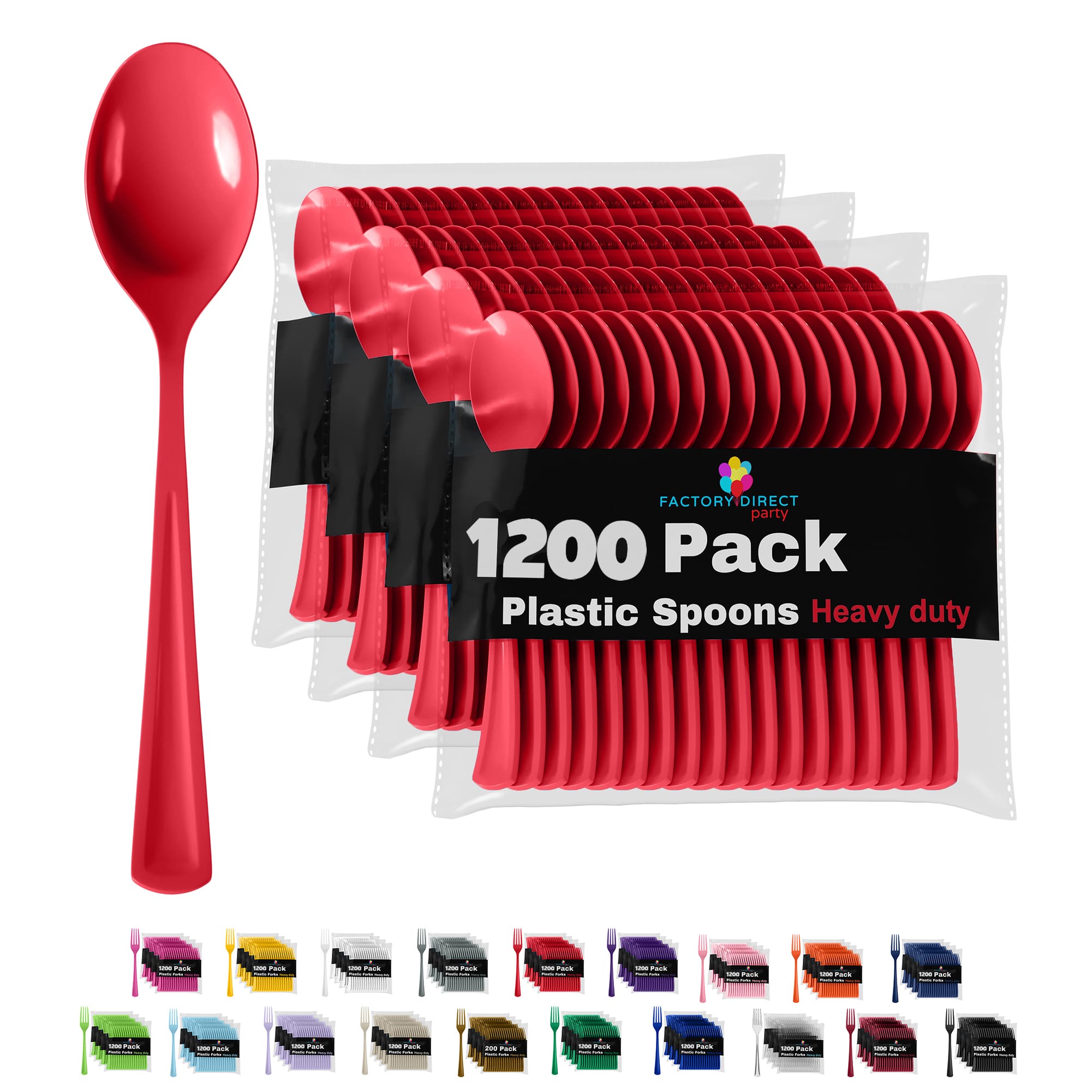 Heavy Duty Red Plastic Spoons - 7 in. | Case of 1200