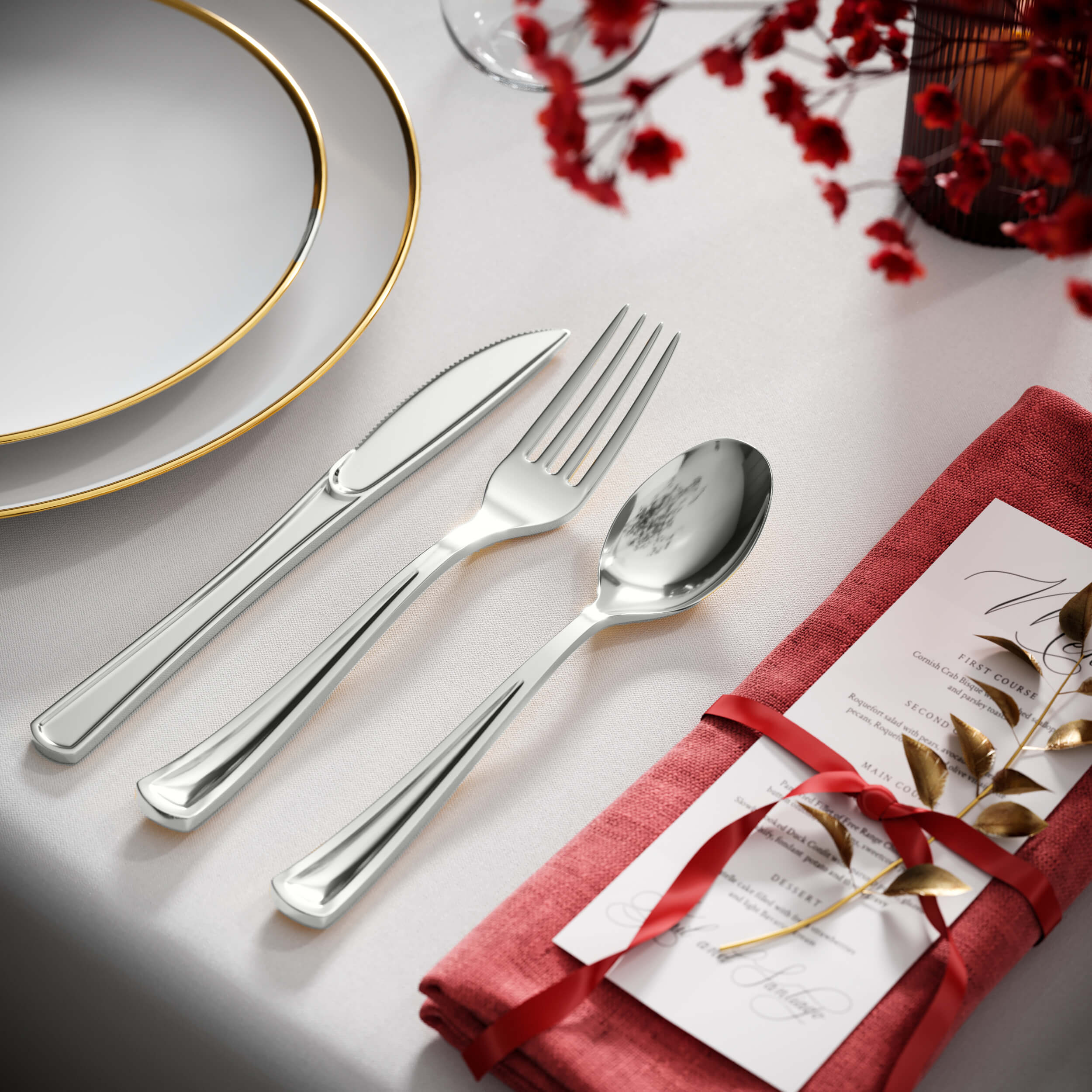 Exquisite Silver Plastic Forks | 20 Count