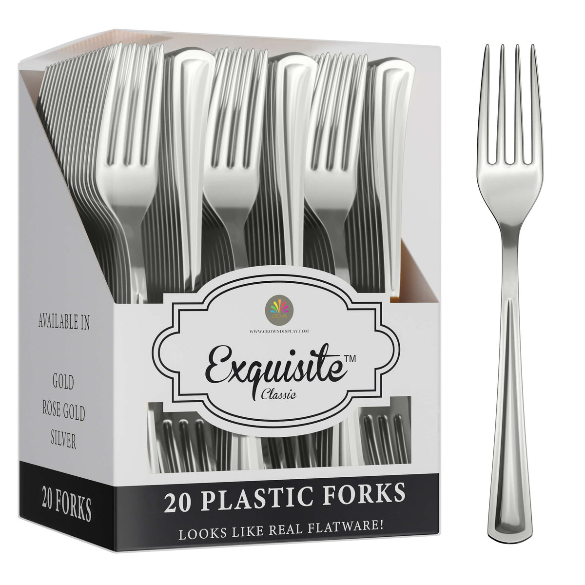 Exquisite Classic Silver Plastic Forks | 20 Count