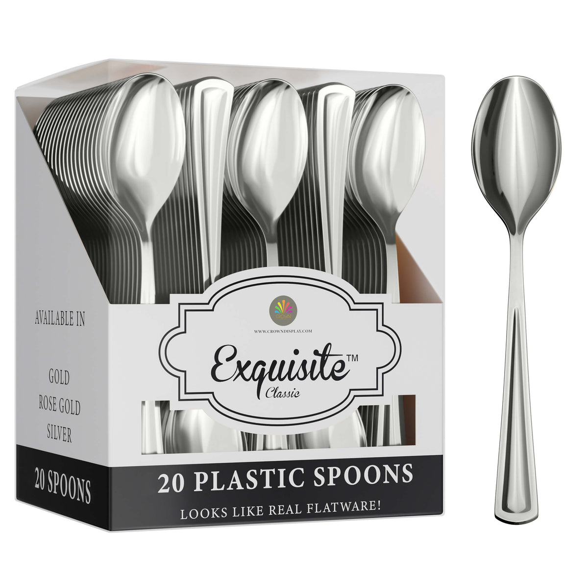Exquisite Silver Plastic Soup Spoons | 20 Count