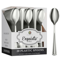 Exquisite Classic Silver Plastic Spoons | 20 Count