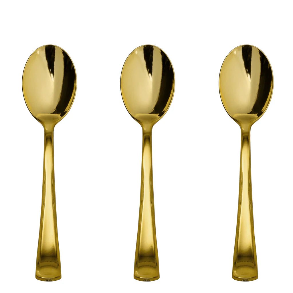 120 Ct. Elegant Gold Metallic Plastic Spoons | Factory Direct Party