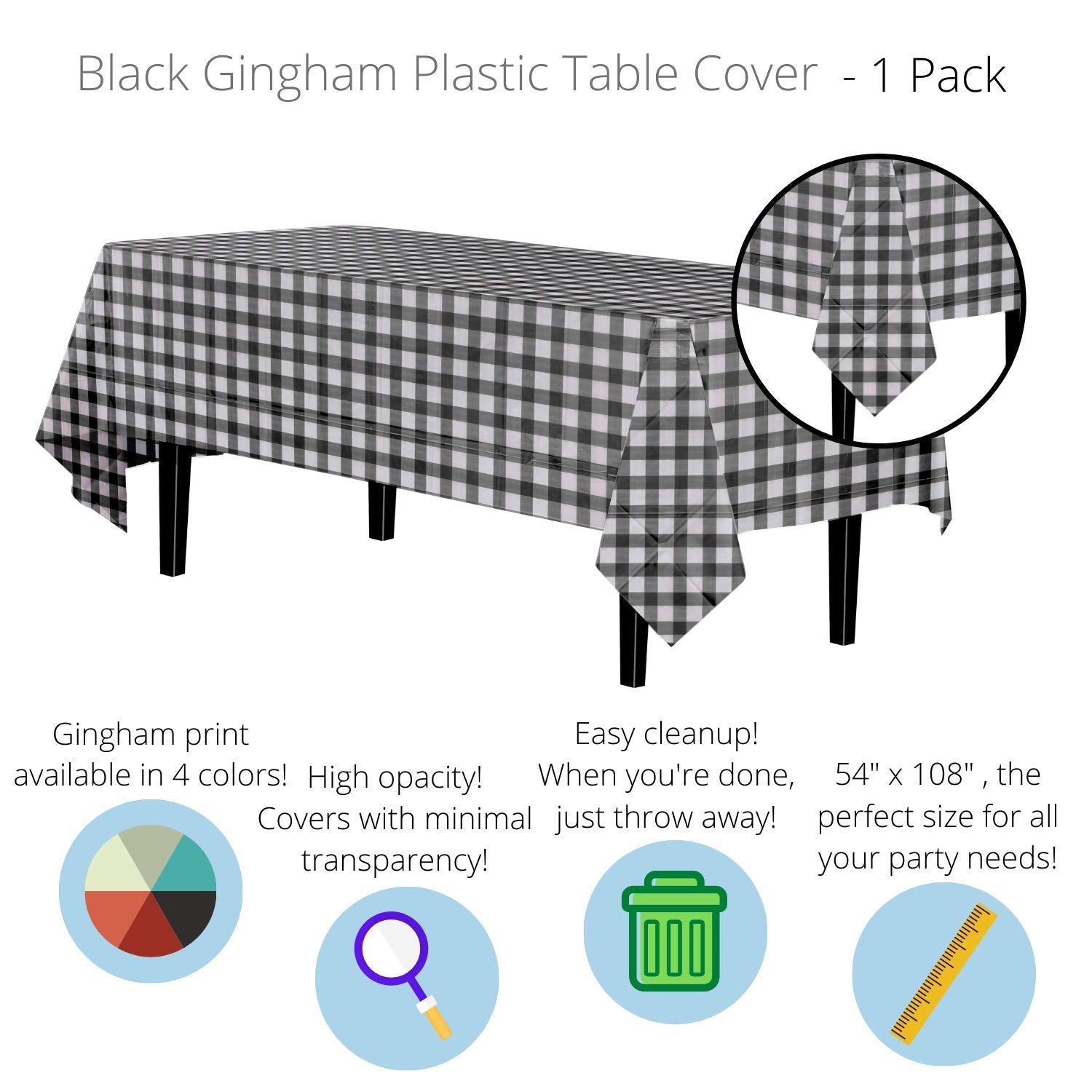 Black and White Gingham Tablecloth