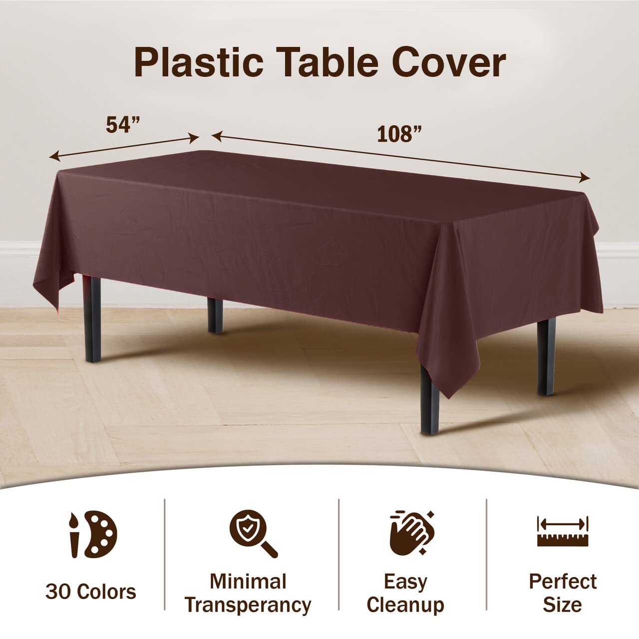 Premium Brown Plastic Table Cover