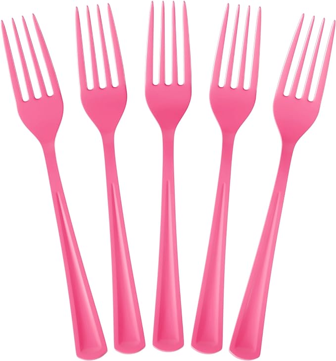 Heavy Duty Cerise Plastic Forks | 50 Count
