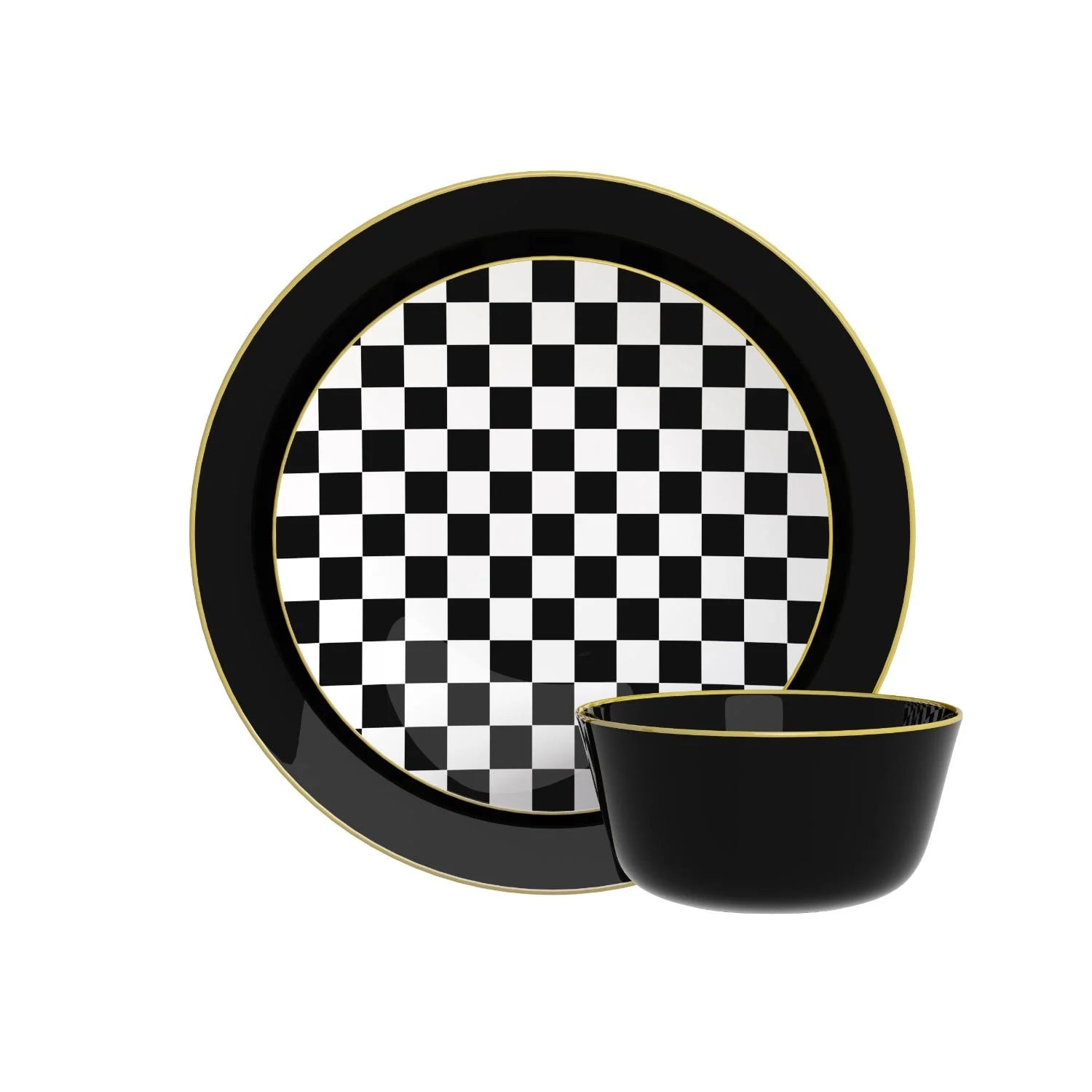 Disposable Checkerboard Dinnerware Set
