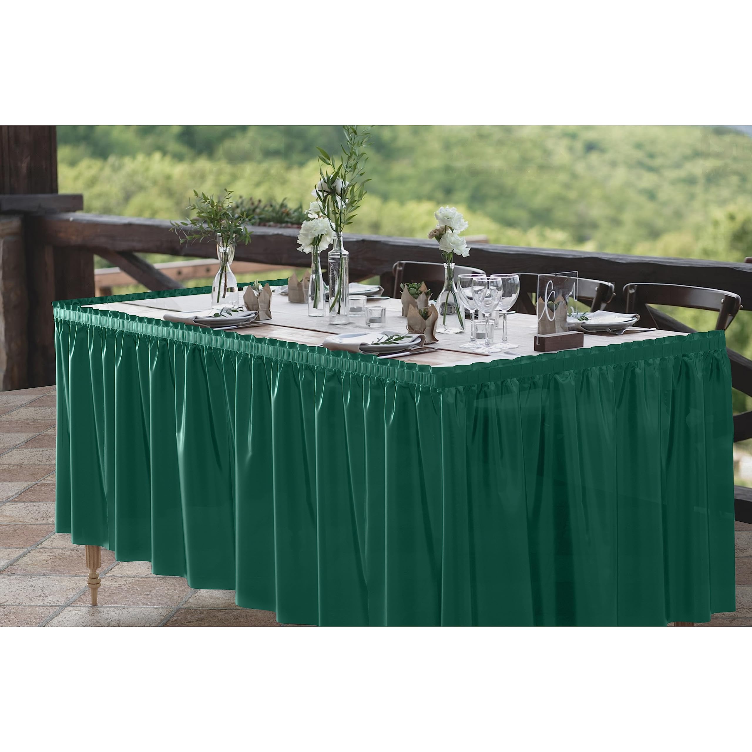 Dark Green Plastic Table Skirt