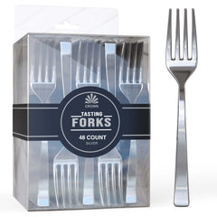 Silver Plastic Tasting Forks | 48 Count