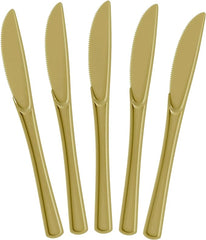 Heavy Duty Gold Plastic Knives | 50 Count