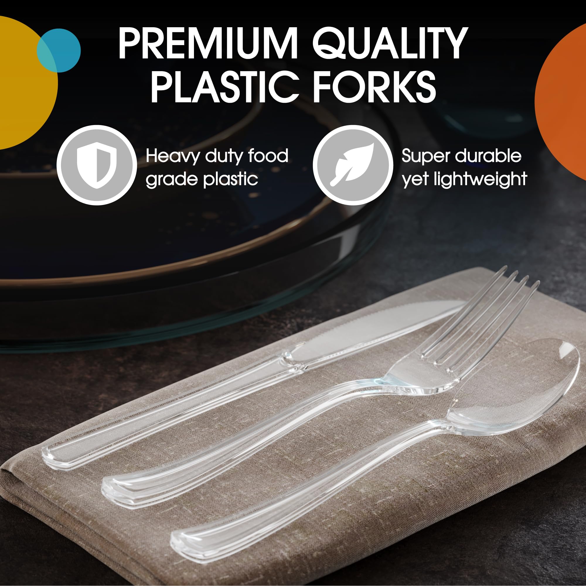 Heavy Duty Clear Plastic Forks | 50 Count