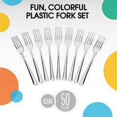 Heavy Duty Clear Plastic Forks | 50 Count
