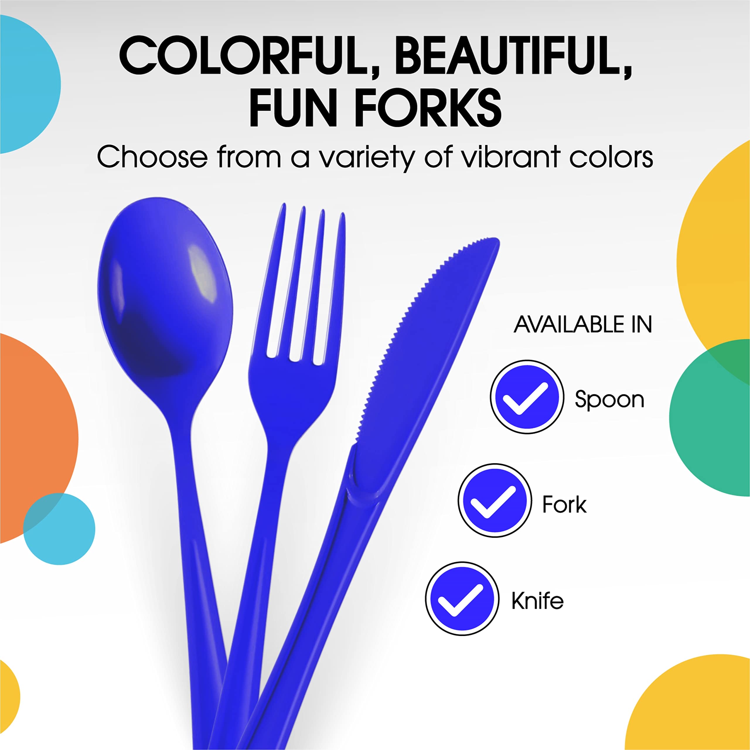 Heavy Duty Dark Blue Plastic Forks | 50 Count