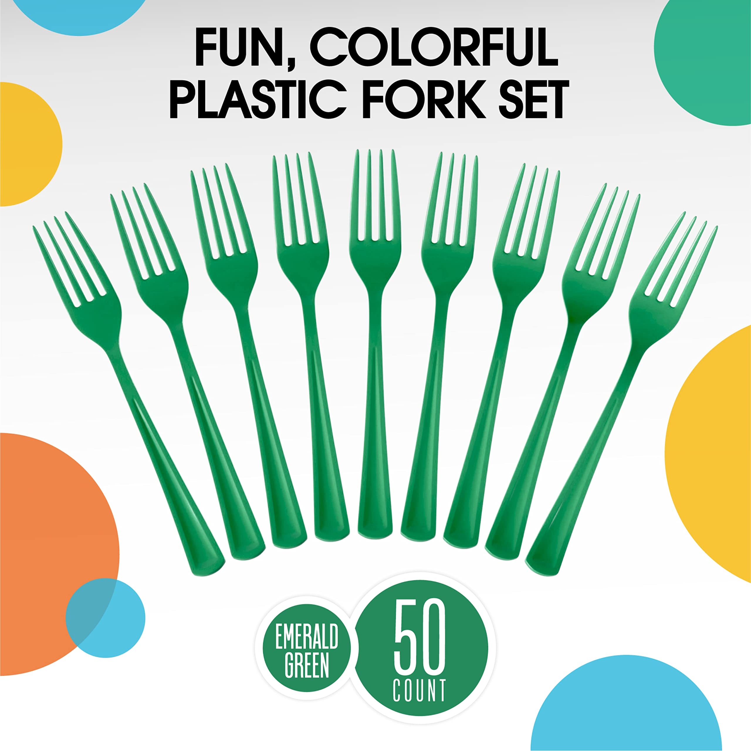 Heavy Duty Emerald Green Plastic Forks | 50 Count