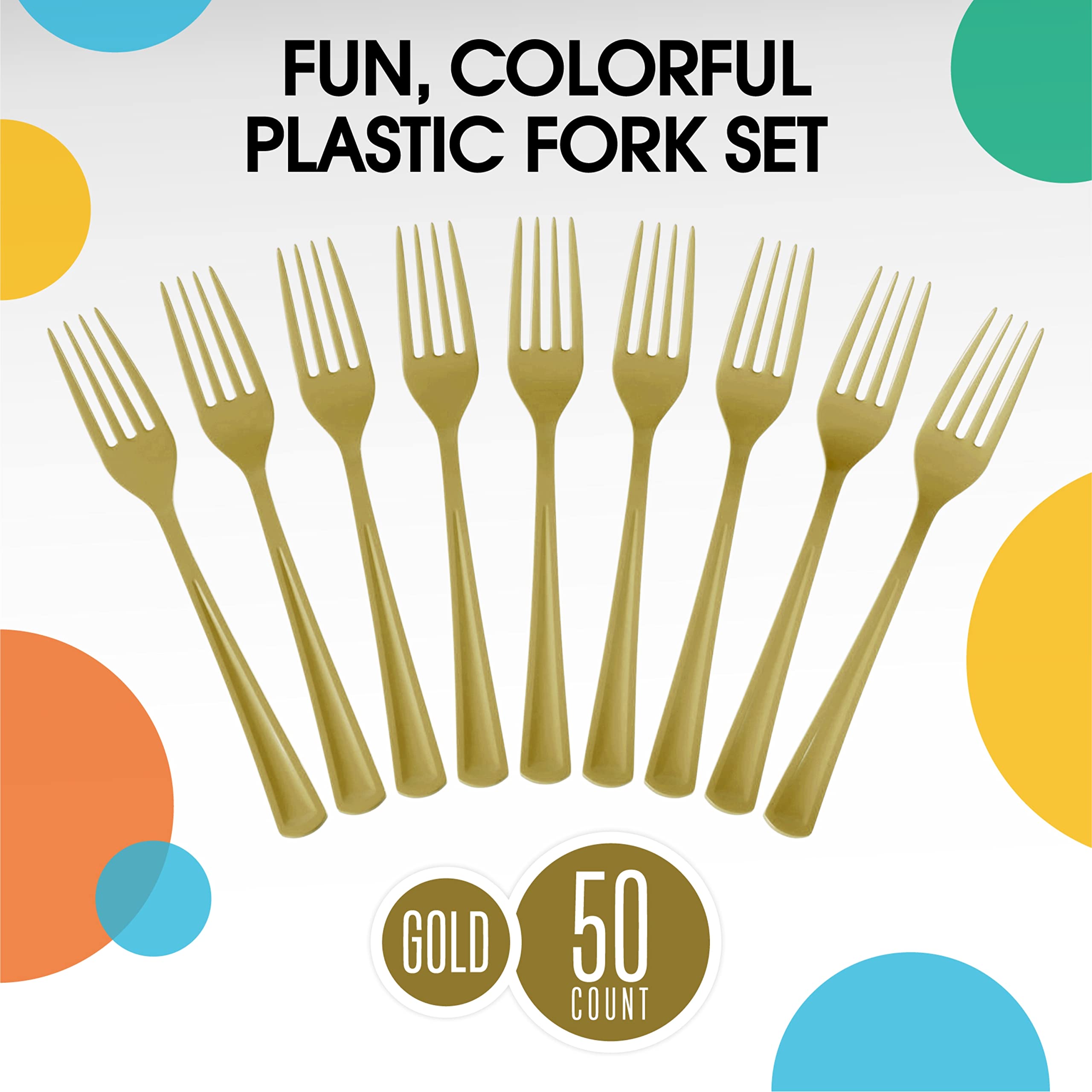 Heavy Duty Gold Plastic Forks | 50 Count