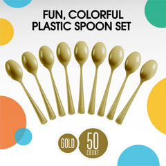 Heavy Duty Gold Plastic Spoons | 50 Count