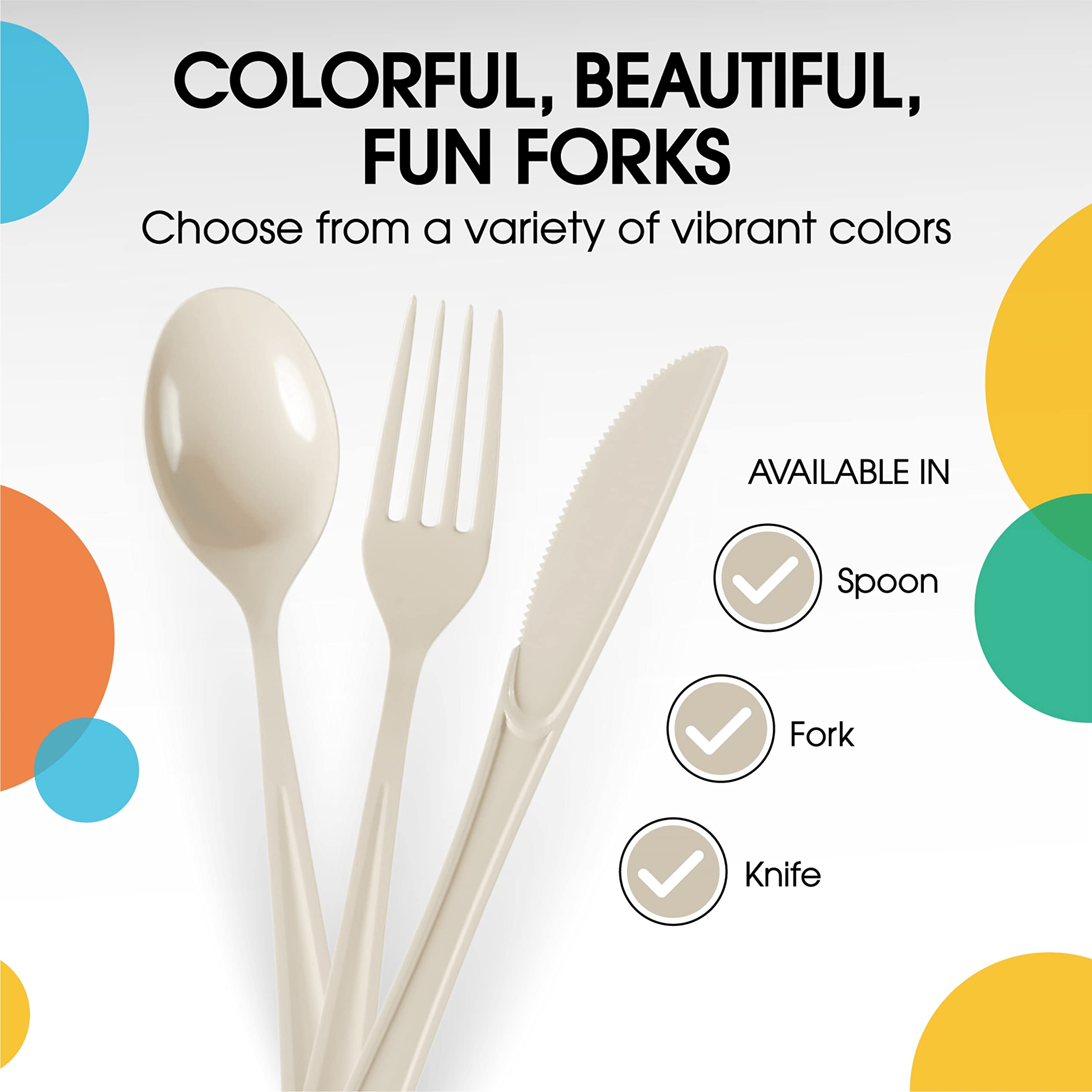 Heavy Duty Ivory Plastic Forks | 50 Count