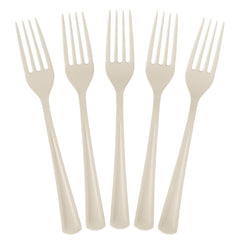 Heavy Duty Ivory Plastic Forks | 50 Count