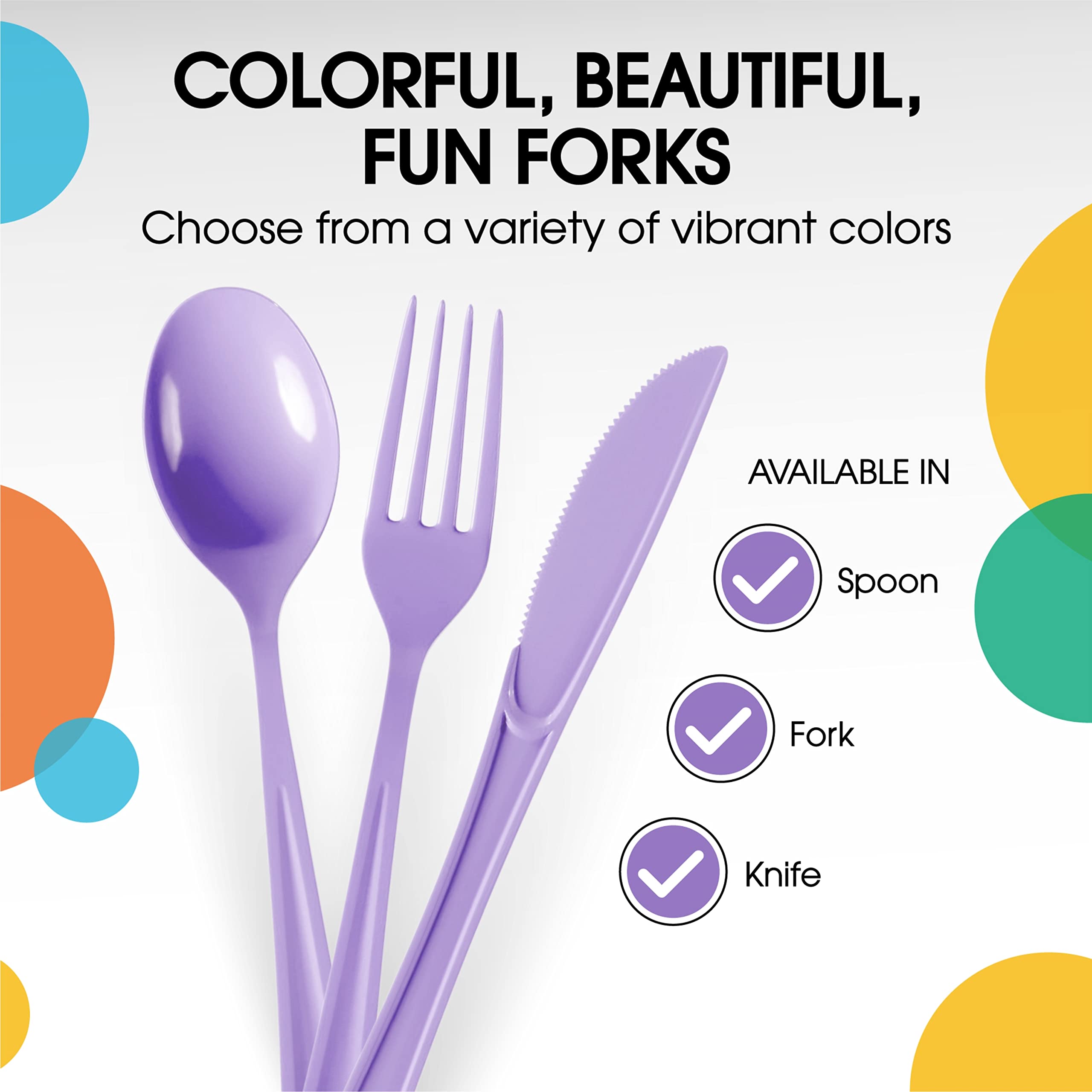 Heavy Duty Lavender Plastic Forks | 50 Count