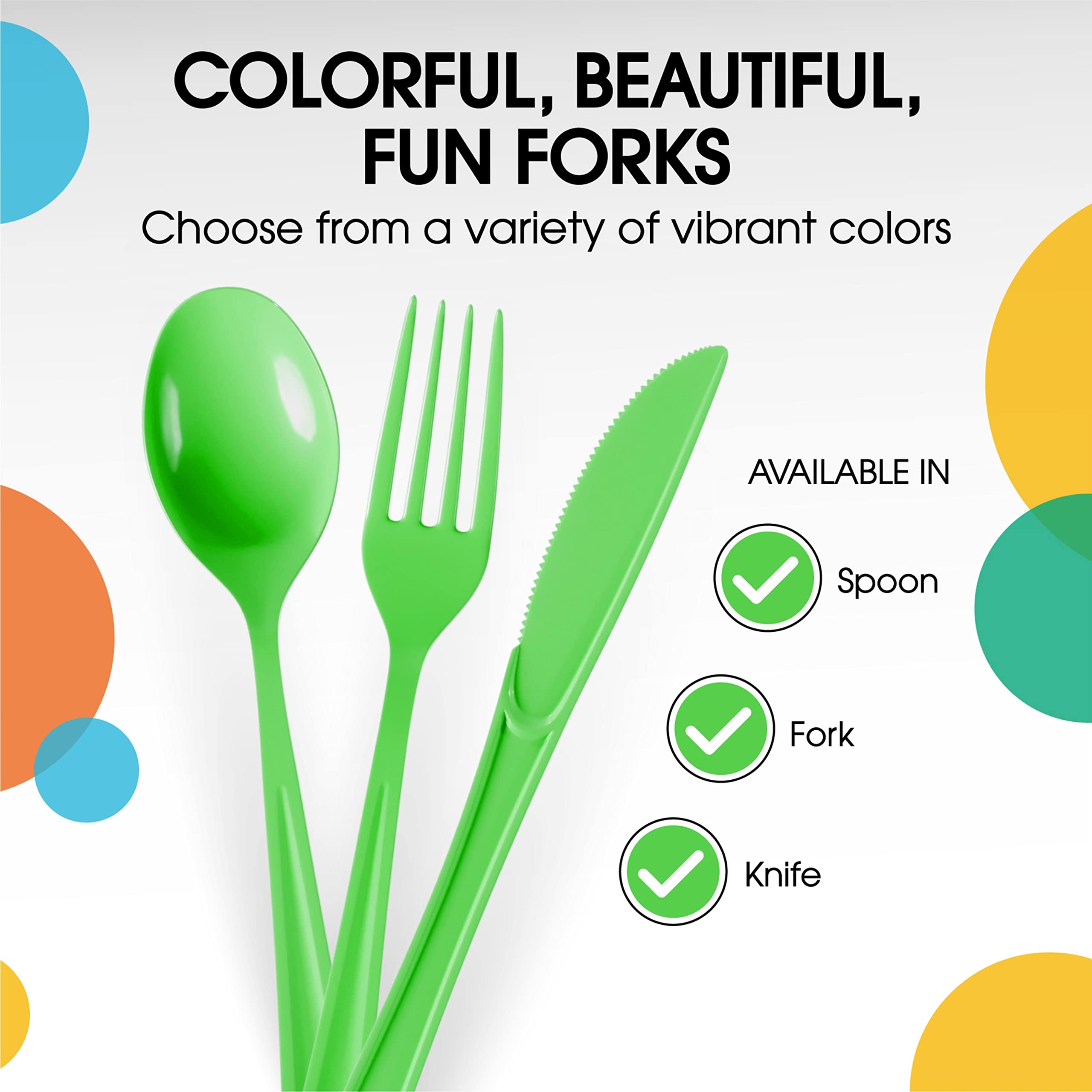 Heavy Duty Lime Green Plastic Forks | 50 Count