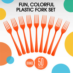 Heavy Duty Orange Plastic Forks | 50 Count