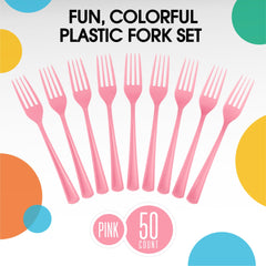 Heavy Duty Pink Plastic Forks | 50 Count