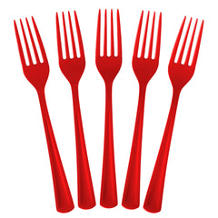 Heavy Duty Red Plastic Forks | 50 Count