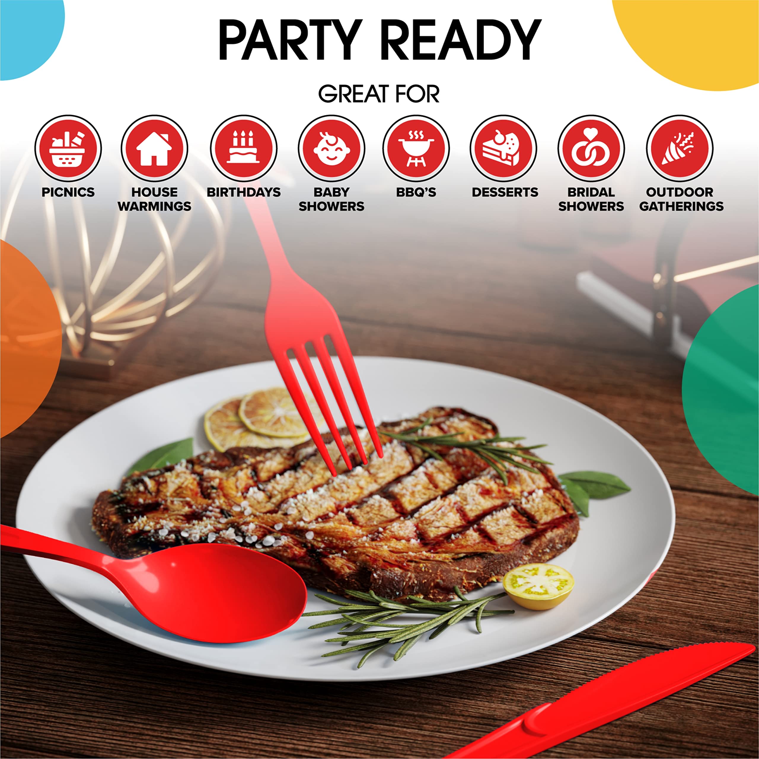 Red Plastic Spoons 50 Count