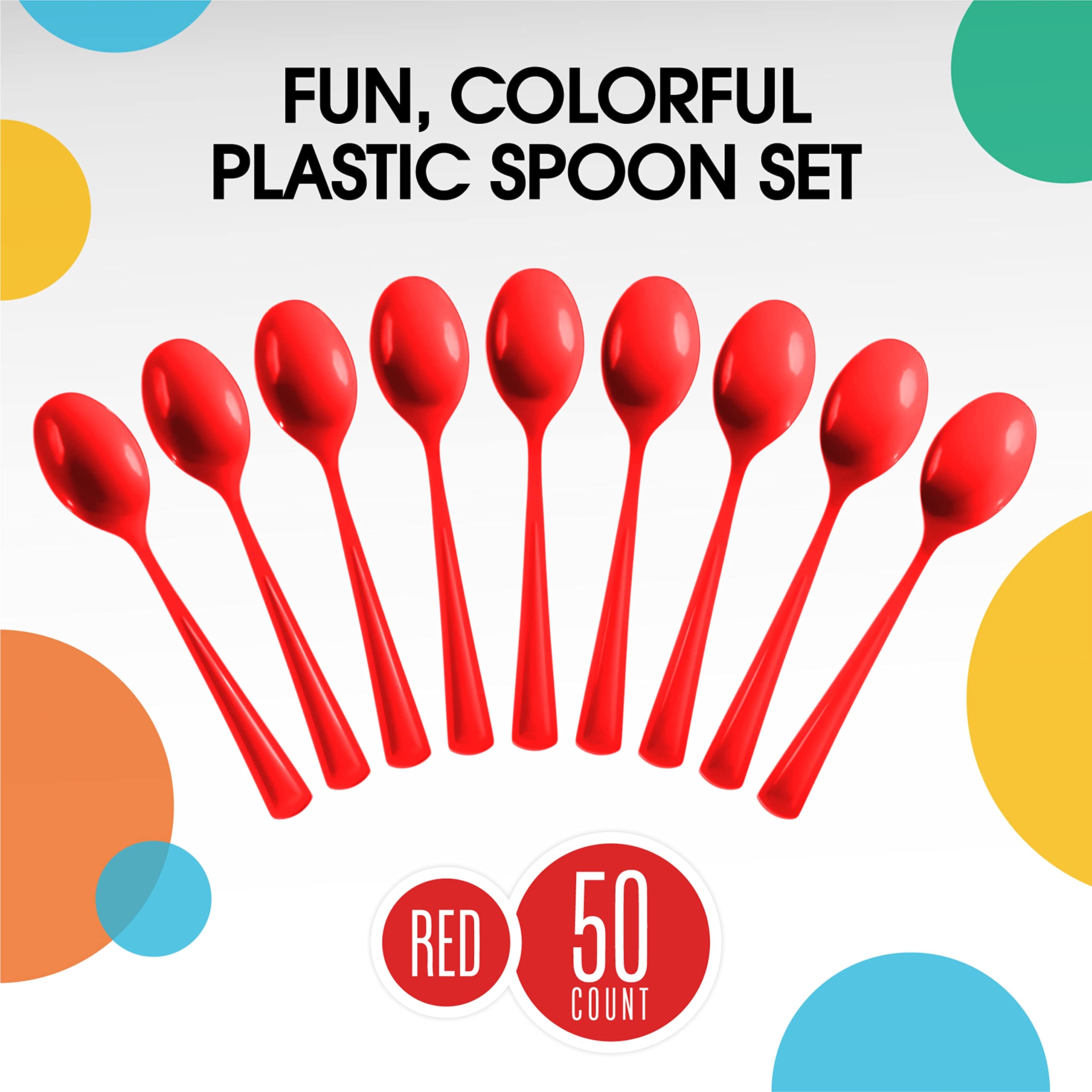 Heavy Duty Red Plastic Spoons | 50 Count