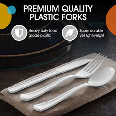 Heavy Duty White Plastic Forks | 50 Count