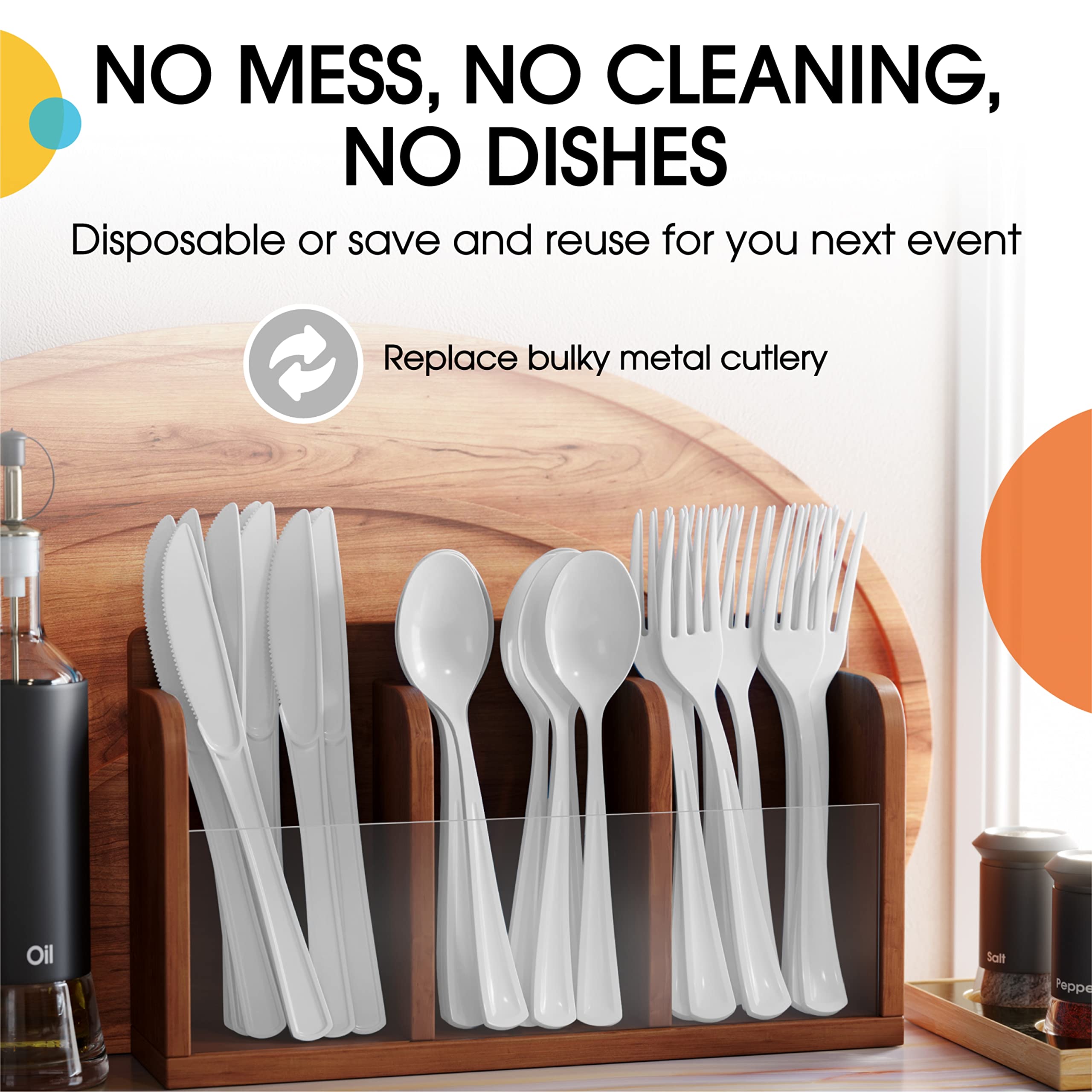 White Plastic Spoons 50 Count