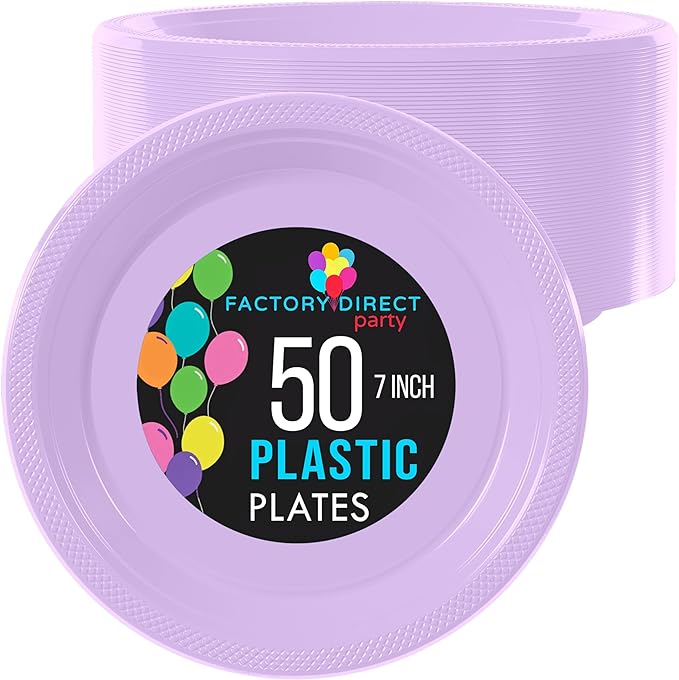 7 in. Lavender bulk pack plastic plates 50 Ct.
