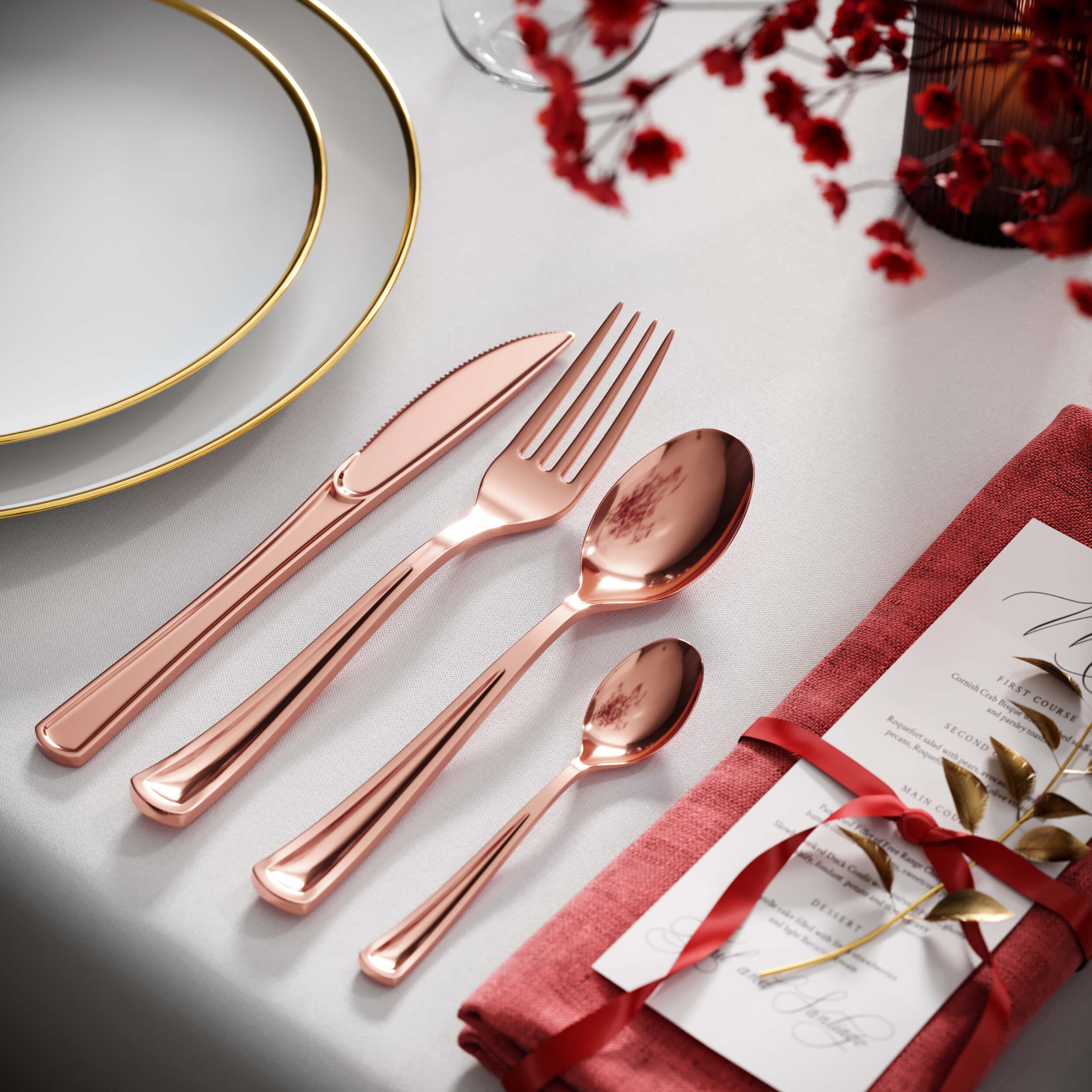 Exquisite Classic Rose Gold Plastic Tea Spoons | 20 Count