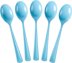 Heavy Duty Light Blue Plastic Spoons | 50 Count