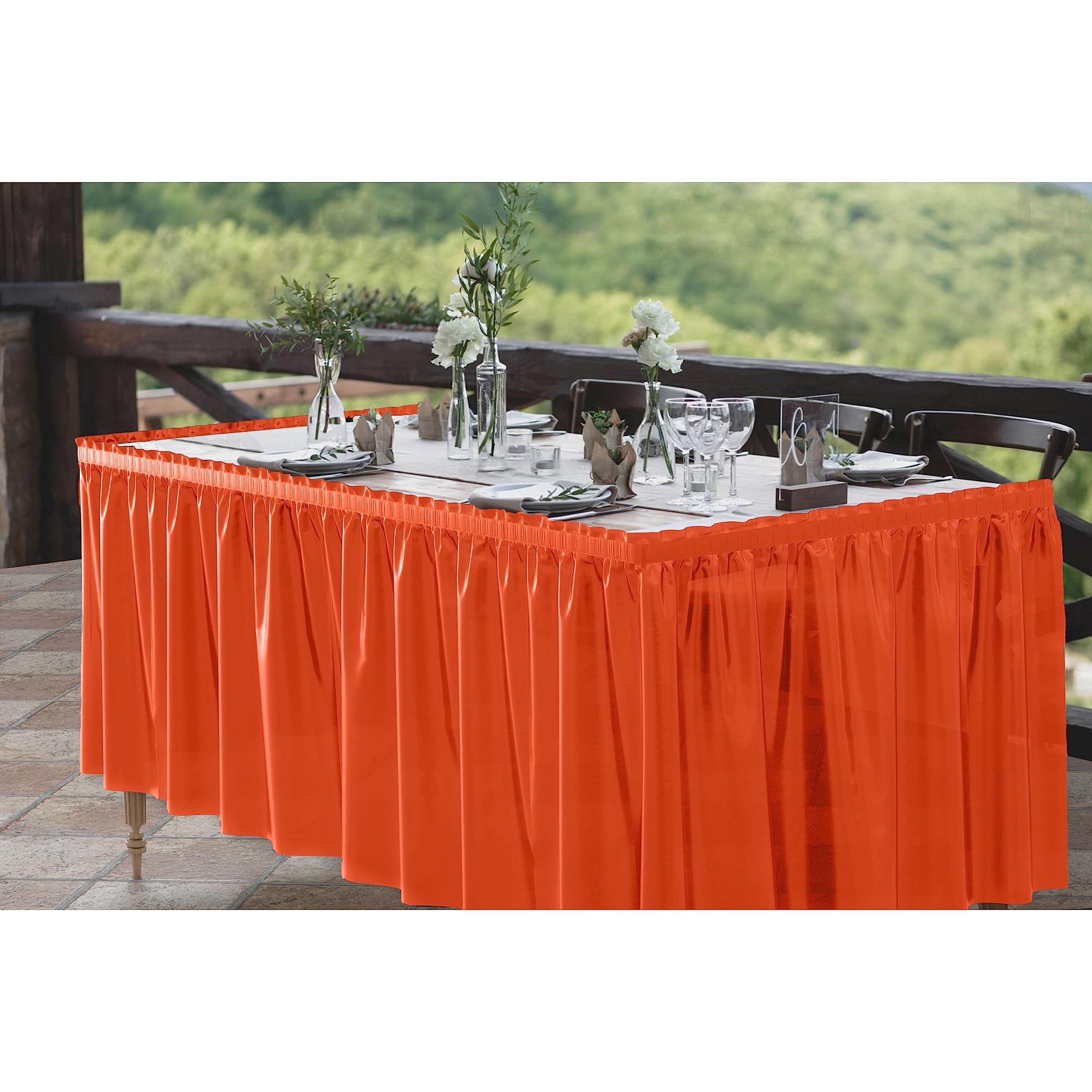 Orange Plastic Table Skirt