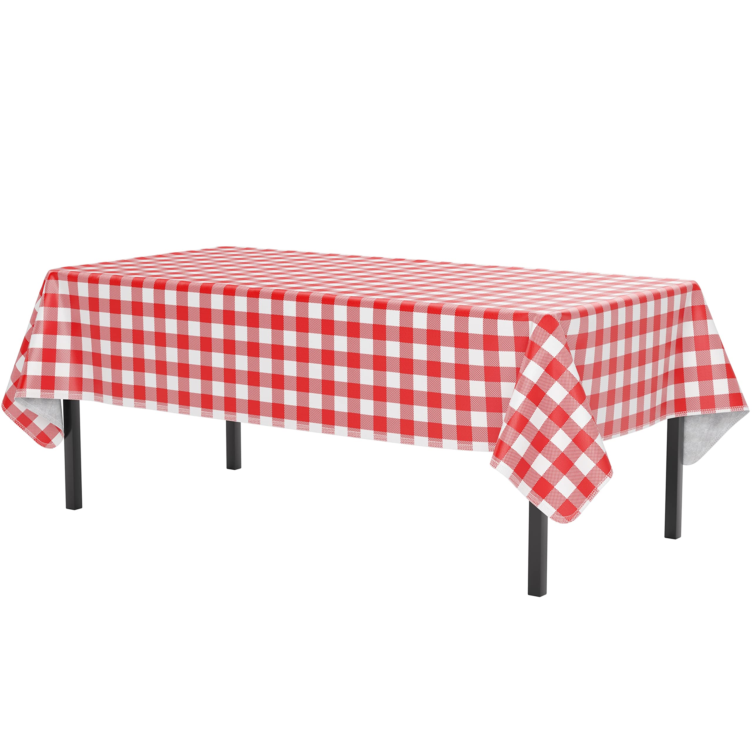 Red Gingham Flannel Backed Table Cover 54 In. x 108 In.
