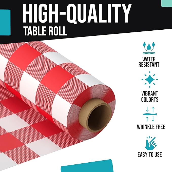 40 In. x 100 Ft. Red Gingham Table Roll