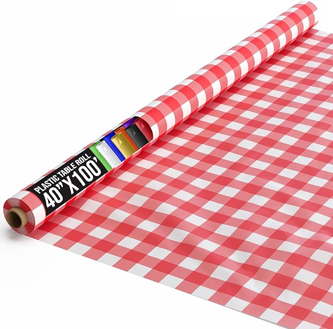 40 In. x 100 Ft. Red Gingham Table Roll