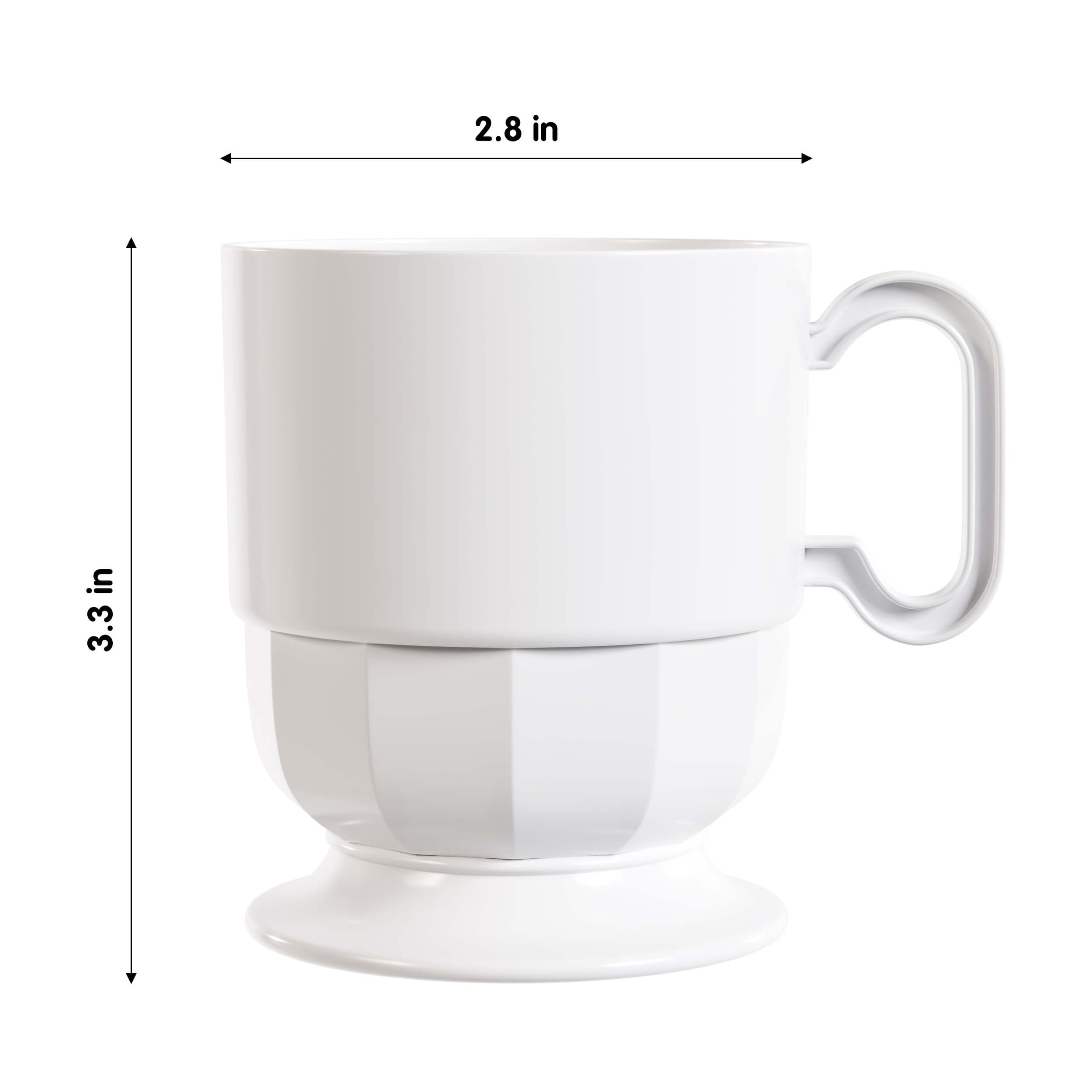 8 Oz. White Glazed Coffee Cup w/ Handle | 8 Count