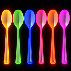 Heavy Duty Neon Plastic Spoons | 60 Count