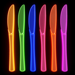 Heavy Duty Neon Plastic Knives | 60 Count