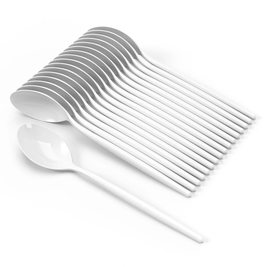 Elegant White Plastic Spoons For Weddings - 20 Ct.