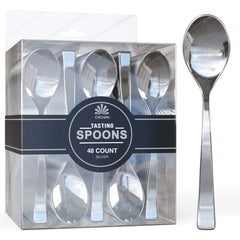 Silver Plastic Tasting Spoons | 48 Count