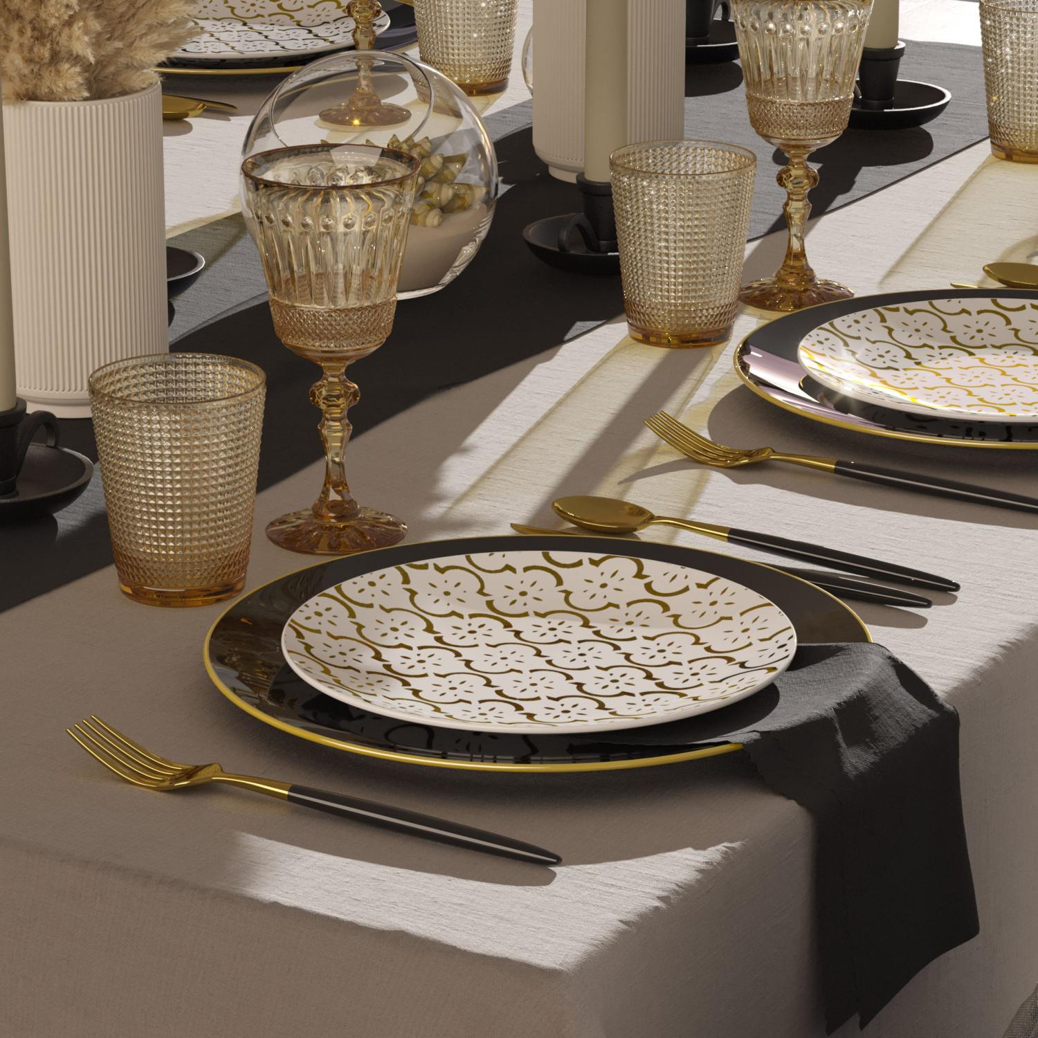 Disposable Black Classic And Moroccan Dinnerware Set