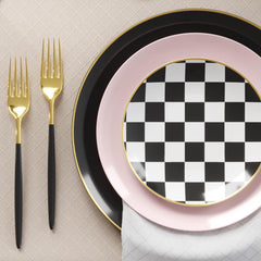 Disposable Potpourri And Checkerboard Dinnerware Set