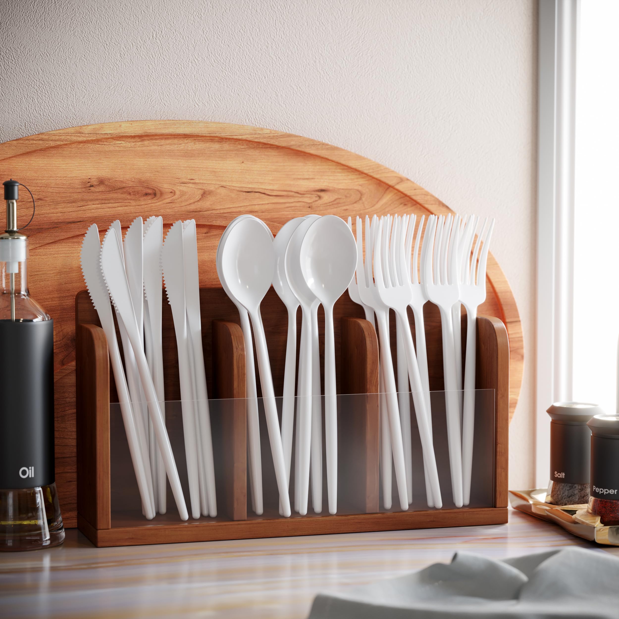 Elegant White Plastic Spoons For Weddings - 20 Ct.