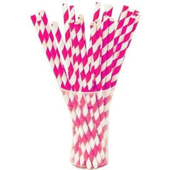 Cerise Striped Paper Straws | 25 Count