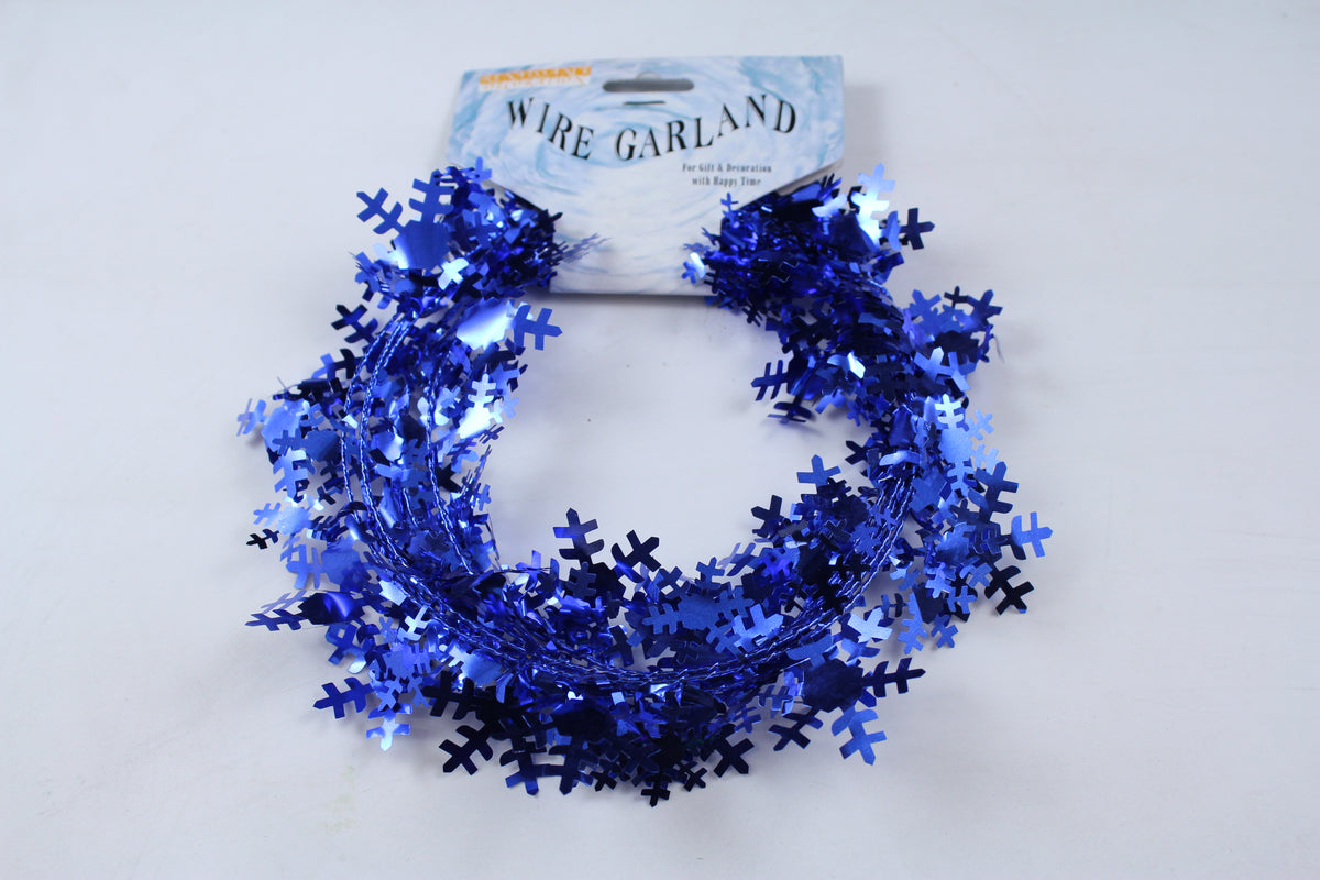 Blue Snowflake Wire Garland