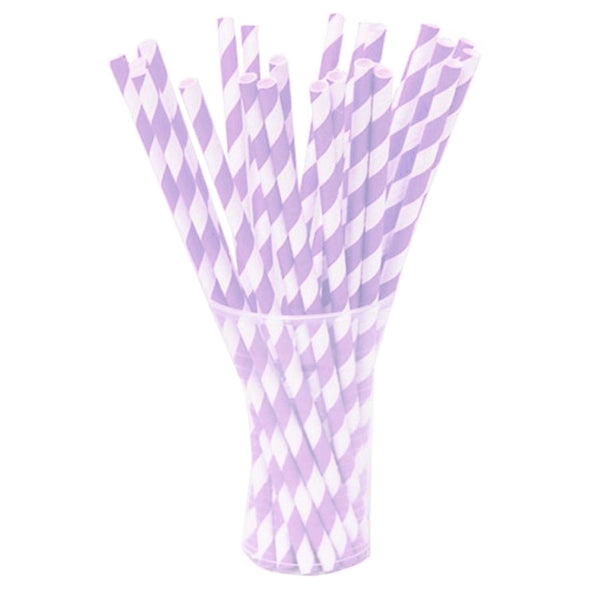 Lavender Striped Paper Straws | 25 Count