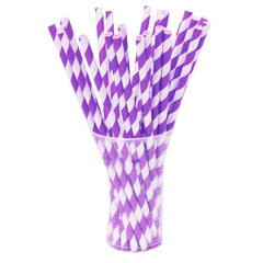 Purple Striped Paper Straws | 25 Count