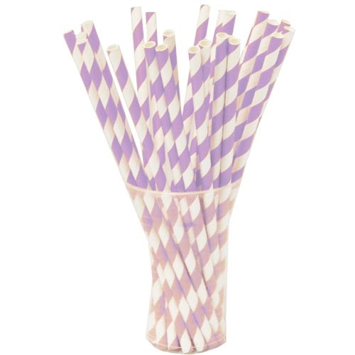 Lavender Striped Paper Straws | 25 Count